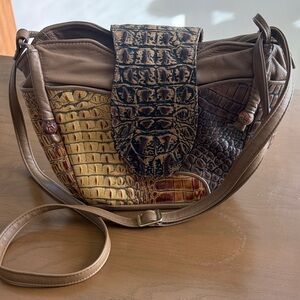 D’Onofrio Multi-Tone Croc-Embossed Leather Handbag in like new condition
